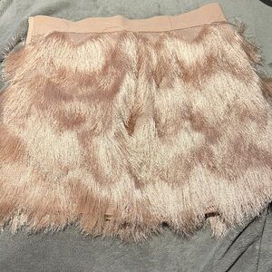 BCBG Blush Fringe Mini Skirt